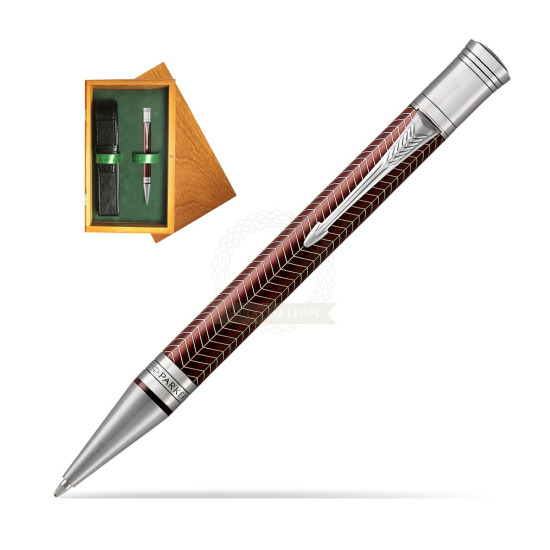 Długopis Parker Centennial Duofold Prestige Burgundowa Jodełka CT w pudełku drewnianym Honey Single Zieleń