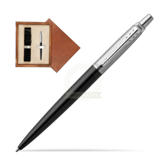 Długopis Parker Jotter Czarny Bond Street CT w pudełku drewnianym Mahoń Single Ecru