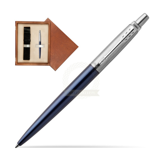 Długopis Parker Jotter Niebieski Royal CT w pudełku drewnianym Mahoń Single Ecru