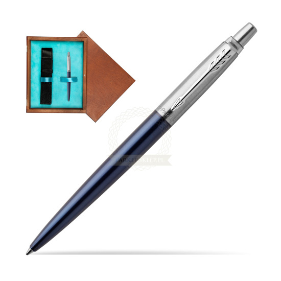 Długopis Parker Jotter Niebieski Royal CT w pudełku drewnianym Mahoń Single Turkus
