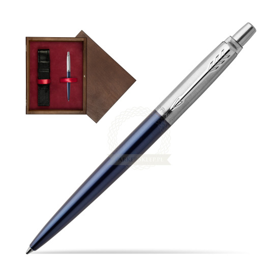 Długopis Parker Jotter Niebieski Royal CT w pudełku drewnianym Wenge Single Bordo