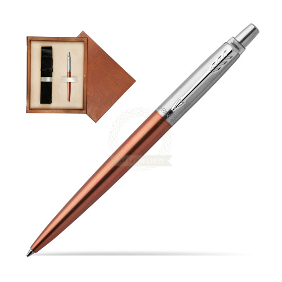 Długopis Parker Jotter Pomarańczowy Chelsea CT w pudełku drewnianym Mahoń Single Ecru