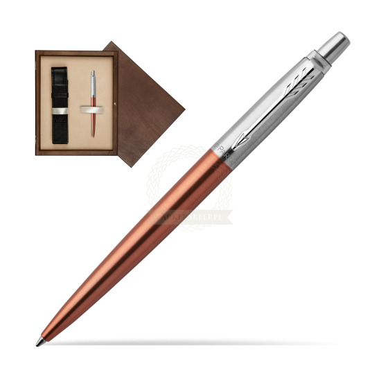 Długopis Parker Jotter Pomarańczowy Chelsea CT w pudełku drewnianym Wenge Single Ecru