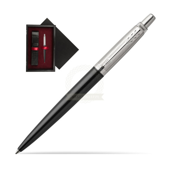 Długopis Jotter Premium Ciemnoszary Tower CT w pudełku drewnianym Czerń Single Bordo