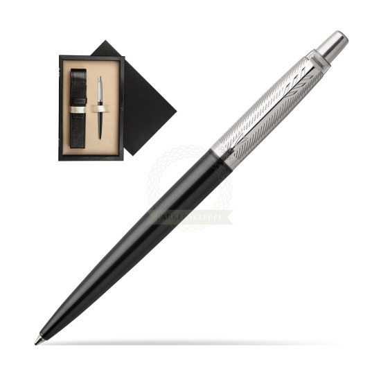 Długopis Jotter Premium Ciemnoszary Tower CT w pudełku drewnianym Czerń Single Ecru