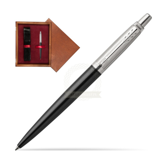 Długopis Jotter Premium Ciemnoszary Tower CT w pudełku drewnianym Mahoń Single Bordo