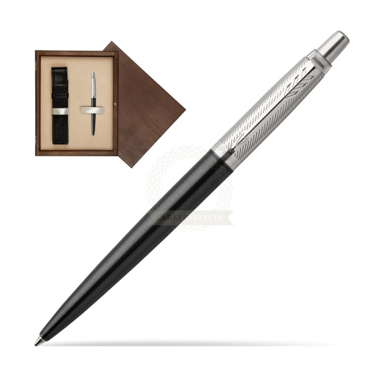 Długopis Jotter Premium Ciemnoszary Tower CT w pudełku drewnianym Wenge Single Ecru