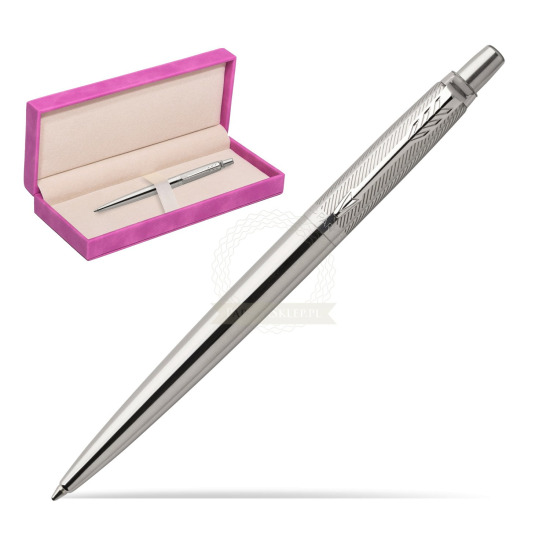 Długopis Jotter Premium Stal Diagonal CT w pudełku zamszowym fuksja