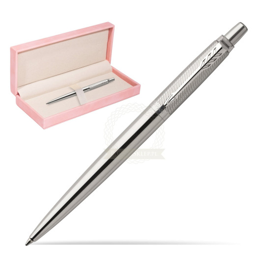 Długopis Jotter Premium Stal Diagonal CT w różowym pudełku zamszowym