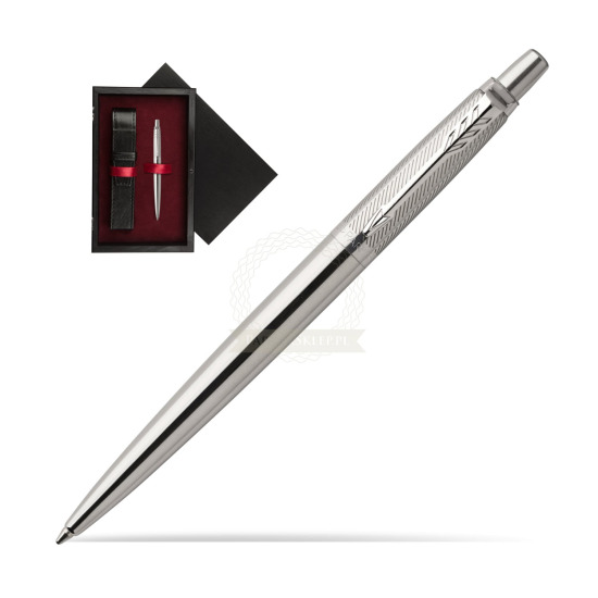 Długopis Jotter Premium Stal Diagonal CT w pudełku drewnianym Czerń Single Bordo