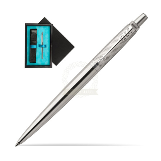 Długopis Jotter Premium Stal Diagonal CT w pudełku drewnianym Czerń Single Turkus