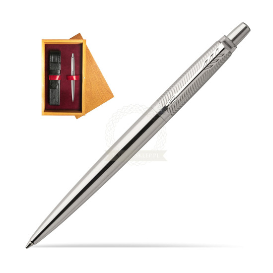 Długopis Jotter Premium Stal Diagonal CT w pudełku drewnianym Honey Single Bordo