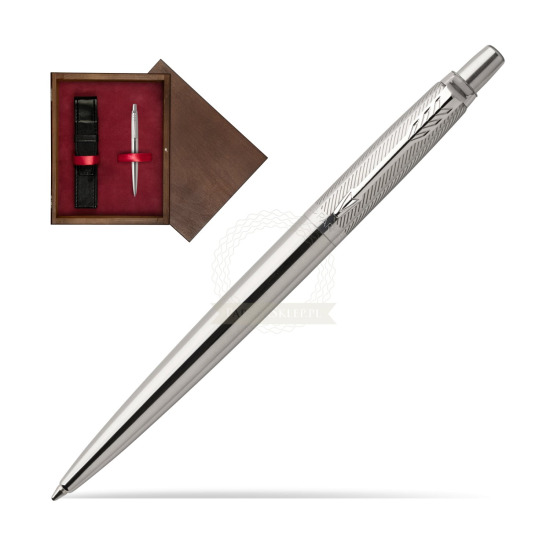 Długopis Jotter Premium Stal Diagonal CT w pudełku drewnianym Wenge Single Bordo