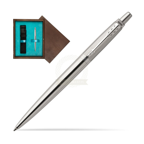 Długopis Jotter Premium Stal Diagonal CT w pudełku drewnianym Wenge Single Turkus