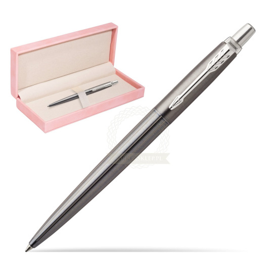 Długopis Parker Jotter Premium Szary Oxford CT w różowym pudełku zamszowym