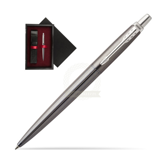 Długopis Parker Jotter Premium Szary Oxford CT w pudełku drewnianym Czerń Single Bordo