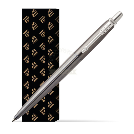 Długopis Parker Jotter Premium Szary Oxford CT w obwolucie Złote Serca