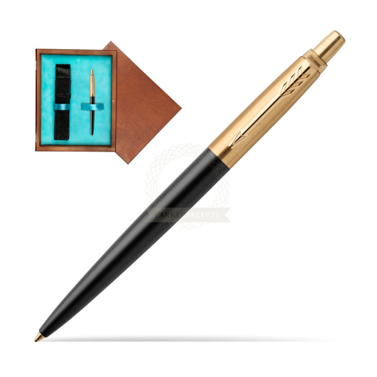 Długopis Jotter Luxury Czarny Bond Street GT w pudełku drewnianym Mahoń Single Turkus