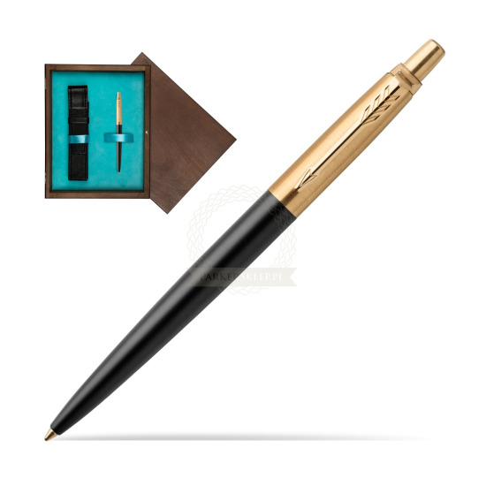 Długopis Jotter Luxury Czarny Bond Street GT w pudełku drewnianym Wenge Single Turkus