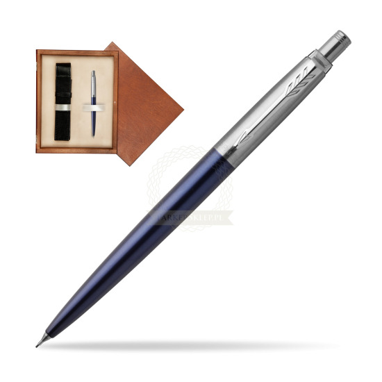 Ołówek Parker Jotter Niebieski Royal CT w pudełku drewnianym Mahoń Single Ecru