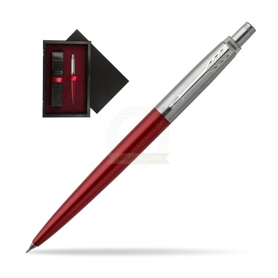Ołówek Parker Jotter Czerwony Kensington CT w pudełku drewnianym Czerń Single Bordo