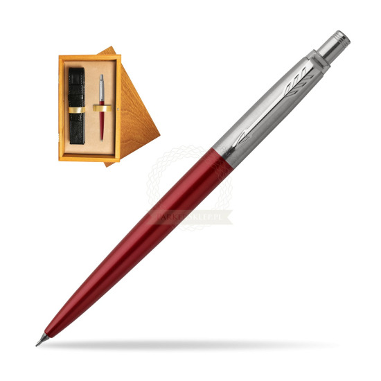 Ołówek Parker Jotter Czerwony Kensington CT w pudełku drewnianym Honey Single Ecru