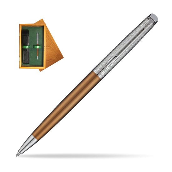 Długopis Waterman Hemisphere Privée Satynowy Brąz CT w pudełku drewnianym Honey Single Zieleń