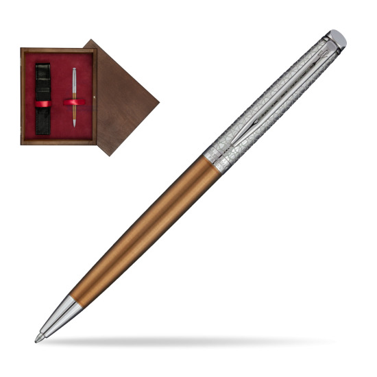 Długopis Waterman Hemisphere Privée Satynowy Brąz CT w pudełku drewnianym Wenge Single Bordo