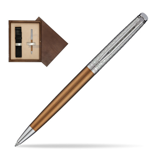 Długopis Waterman Hemisphere Privée Satynowy Brąz CT w pudełku drewnianym Wenge Single Ecru