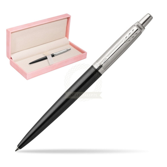 Długopis Parker Jotter Premium Żelowy Ciemnoszary Tower CT w różowym pudełku zamszowym