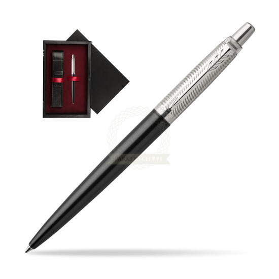 Długopis Parker Jotter Premium Żelowy Ciemnoszary Tower CT w pudełku drewnianym Czerń Single Bordo