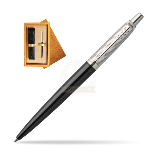 Długopis Parker Jotter Premium Żelowy Ciemnoszary Tower CT w pudełku drewnianym Honey Single Ecru