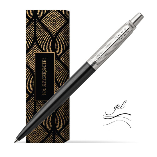Długopis Parker Jotter Premium Żelowy Ciemnoszary Tower CT w obwolucie Szczęśliwy traf