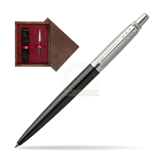 Długopis Parker Jotter Premium Żelowy Ciemnoszary Tower CT w pudełku drewnianym Wenge Single Bordo