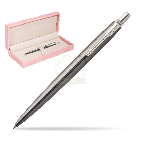 Długopis Parker Jotter Premium Żelowy Szary Oxford CT w różowym pudełku zamszowym