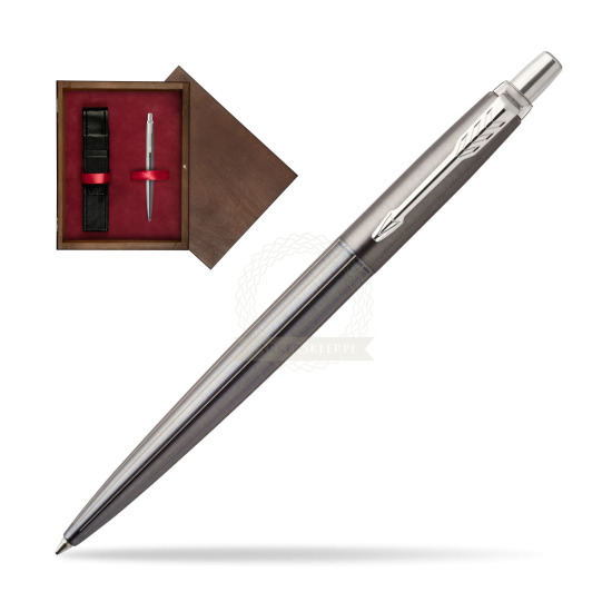 Długopis Parker Jotter Premium Żelowy Szary Oxford CT w pudełku drewnianym Wenge Single Bordo