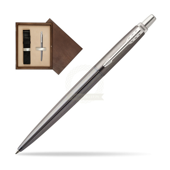 Długopis Parker Jotter Premium Żelowy Szary Oxford CT w pudełku drewnianym Wenge Single Ecru