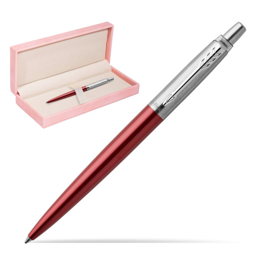 Długopis Parker Jotter Żelowy Czerwony Kensington CT w różowym pudełku zamszowym
