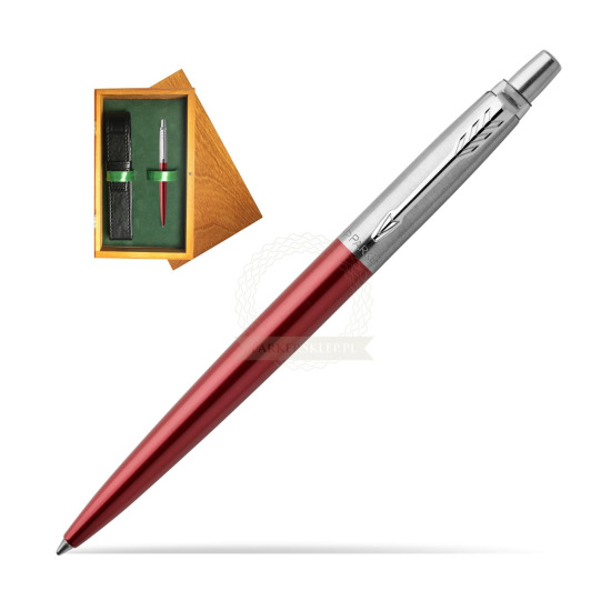 Długopis Parker Jotter Żelowy Czerwony Kensington CT w pudełku drewnianym Honey Single Zieleń