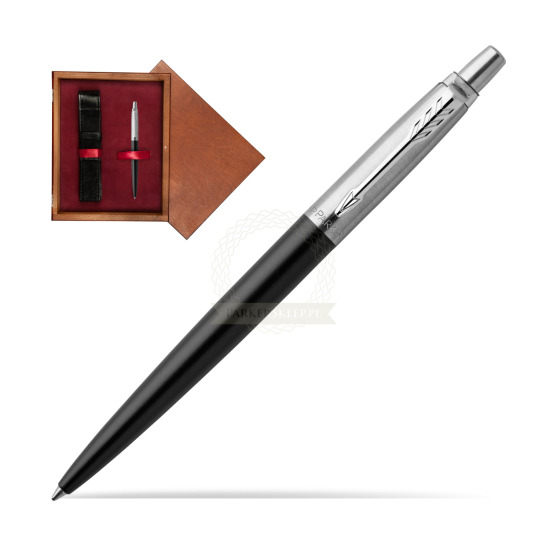 Długopis Parker Jotter Żelowy Czarny Bond Street CT w pudełku drewnianym Mahoń Single Bordo