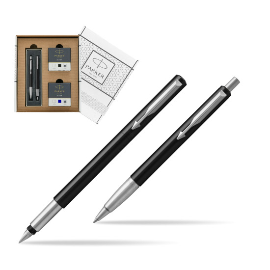 Zestaw prezentowy Parker Pióro + Długopis Vector Czarny CT w białym pudełko Parker Eco