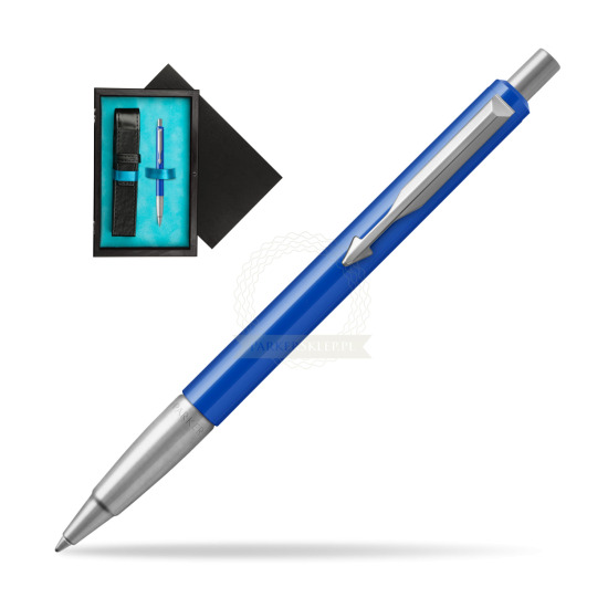Długopis Parker Vector Standard Niebieski w pudełku drewnianym Czerń Single Turkus