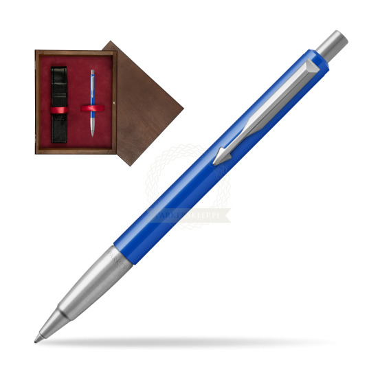 Długopis Parker Vector Standard Niebieski w pudełku drewnianym Wenge Single Bordo