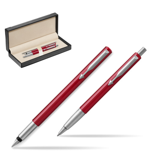 Zestaw prezentowy Parker Pióro + Długopis Vector Czerwony CT w pudełku classic black