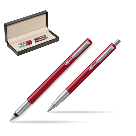 Zestaw prezentowy Parker Pióro + Długopis Vector Czerwony CT w pudełku classic pure black
