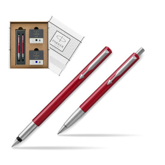 Zestaw prezentowy Parker Pióro + Długopis Vector Czerwony CT w białym pudełko Parker Eco
