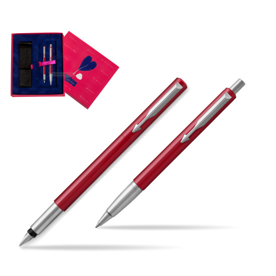Zestaw prezentowy Parker Pióro + Długopis Vector Czerwony CT w pudełku Love
