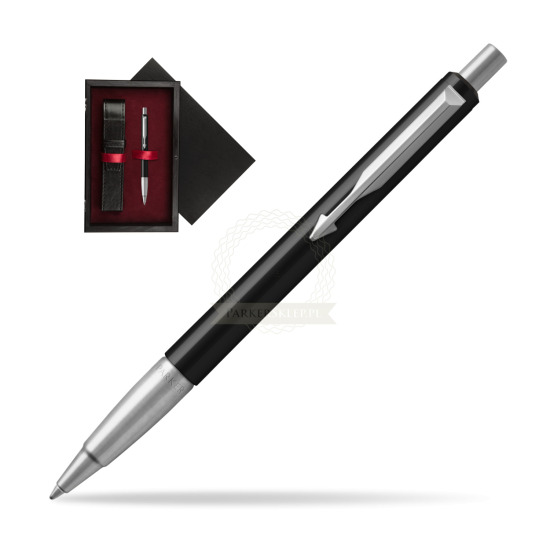 Długopis Parker Vector Standard Czarny w pudełku drewnianym Czerń Single Bordo