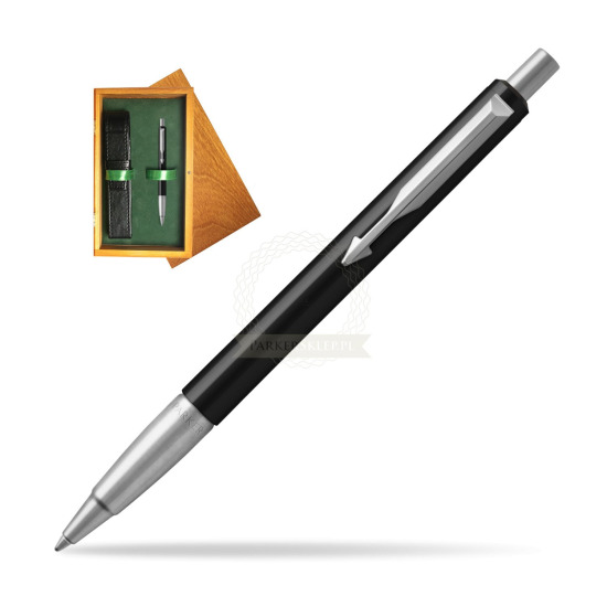 Długopis Parker Vector Standard Czarny w pudełku drewnianym Honey Single Zieleń