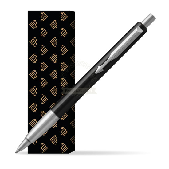 Długopis Parker Vector Standard Czarny w obwolucie Złote Serca